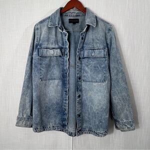 No Boundaries Y2K Acid Washed Denim Shirt Jacket Size XS